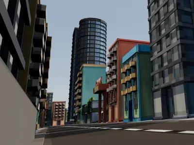 Low Poly Buildings City Pack Low-poly 3D model