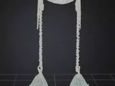 Emerald Elegance Teardrop Dangle Earrings 3D print model