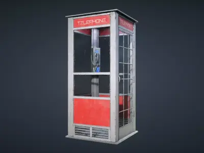 Telephone Booth Low-poly 3D model