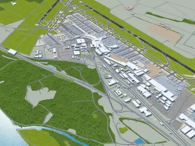 Vienna Airport 12km Low-poly 3D model