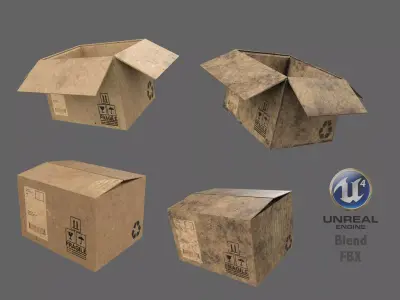 Cardboard Box Low-poly 3D model
