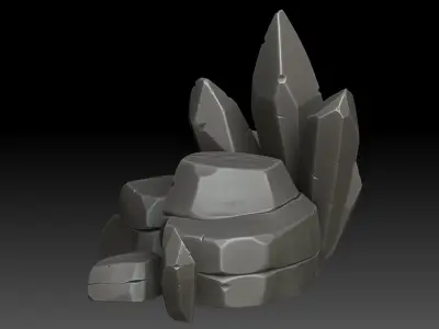 stylized rocks and crystals 3D model