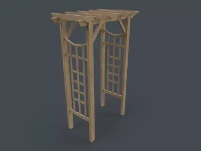 PBR Wooden Arbour Garden Arch D Low-poly 3D model