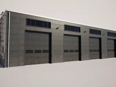  Industrial Warehouse Building Low-poly 3D model