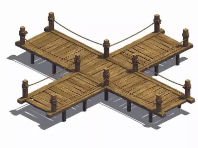 X Cross - Wooden Bridge 03 3D model