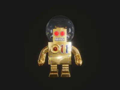 Golden robot 3D model purchase