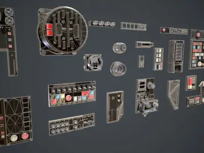 Sc-Fi Computer Console Kit Low-poly 3D model
