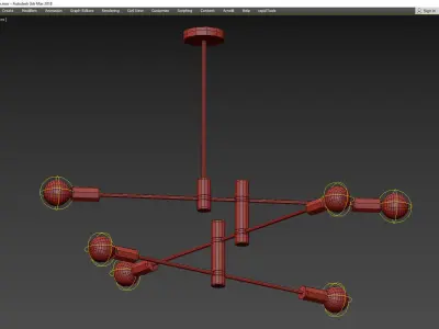 Three Tier Brushed Bronze Metal Ceiling Fixture Low-poly 3D model