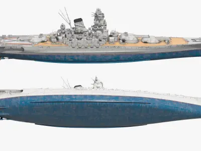  Naval Gun Turret Battleship on Sea 