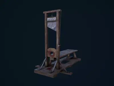 Guillotine wooden bench Low-poly 3D model