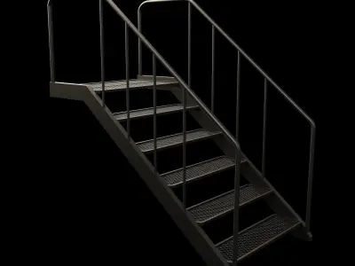 Staircase 3D Model with Technical Drawing 3D model