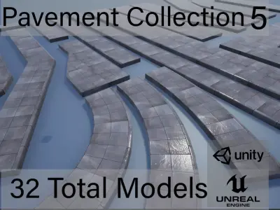 Lowpoly Modular PBR Pavements 5 Low-poly 3D model