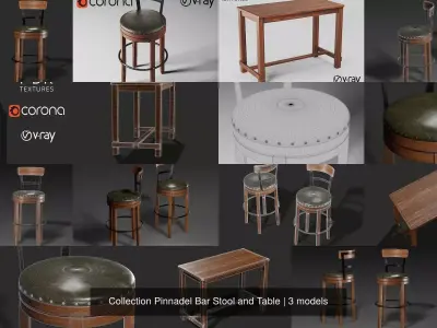 Pinnadel Bar Stool and Table 3D Model Pack