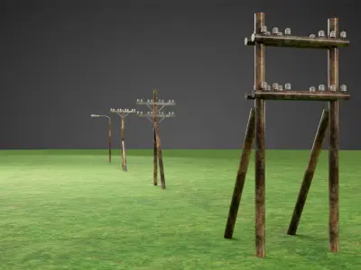 abandoned-street-lights-pack Low-poly 3D model