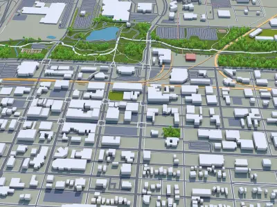 Rapid City South Dakota 50km Low-poly 3D model