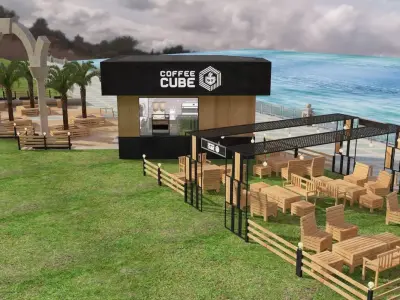 kiosh coffee at beach  Low-poly 3D model