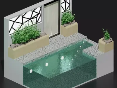 realistic modern swimming pool 3D model