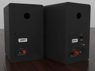 Speaker two speakers on wooden table 3D model