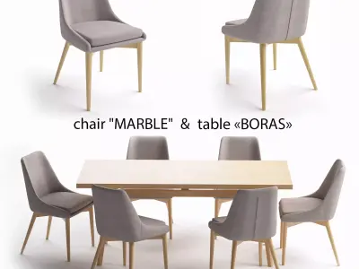 Table set table Boras chair Marble 3D model
