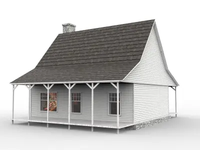 American house Low-poly 3D model