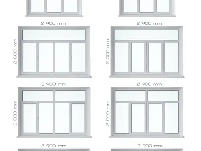 Window Set 5 upvc sizes chart 3D model