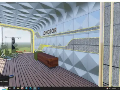 Outdoor gym area in glass conservatory 3D model