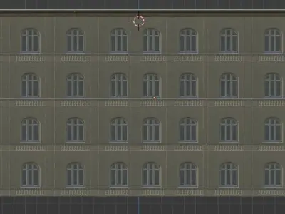 highpoly building with windows and balconies Free 3D model