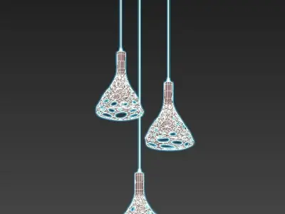 velante-243-026-03 three light pendant hanging from ceiling 3D model
