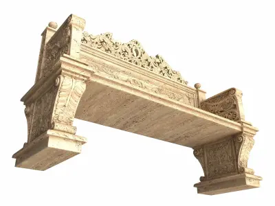 Stone Bench 05 Low-poly 3D model