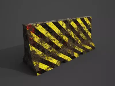 Concrete barrier  Low-poly 3D model 9
