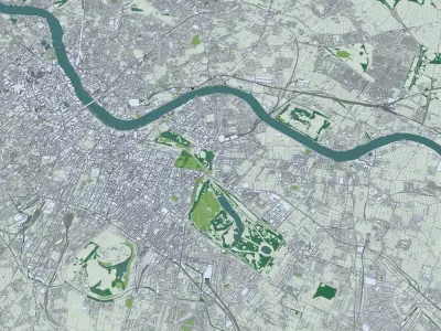 London with Terrain 3D model
