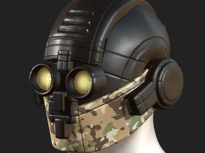 Helmet plastic scifi futuristic 3d model  Low-poly 3D model