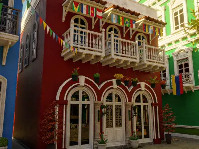 SOUTH AMERICAN BUILDING 003 Low-poly 3D model