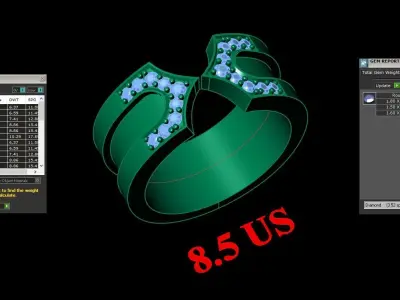 Light Gold Diamond Men Ring 2MR038 3D model