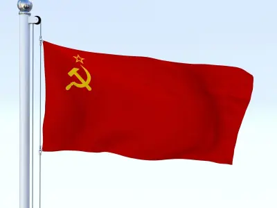 Animated Soviet Union Flag Low-poly 3D model