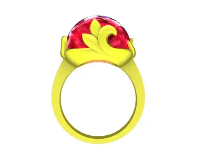 Luxury Round Cabochon Gold Ring for Women 7879 3D print model