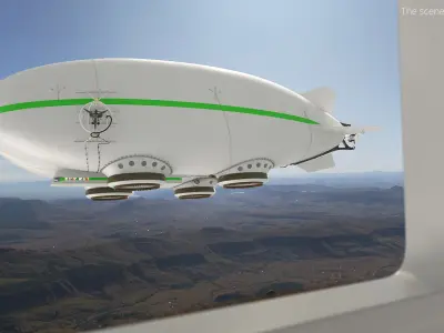  Modern Hybrid Blimp Transport White with Interior 