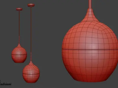 Lunar Light Round Pendant Low-poly 3D model