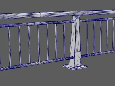 handrail bridge railing  Bridge metal railing Low-poly 3D model