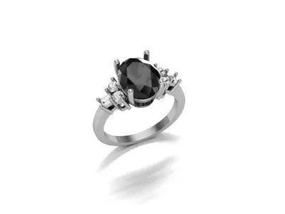 A Regal Embrace Gold Oval Sapphire and Diamond Accent Ring 3D print model