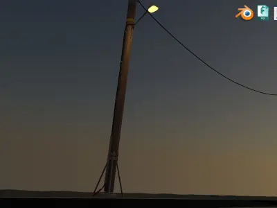 Old western street lightpole Low-poly 3D model