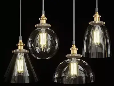 RH pendant lights loft 2 3D model