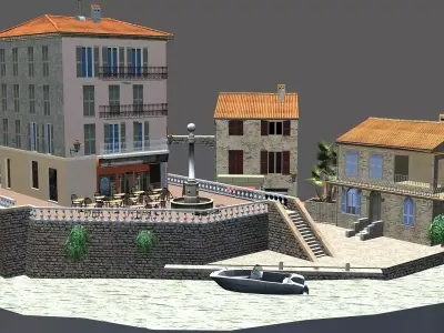 Cityscene Antibes Low-poly 3D model