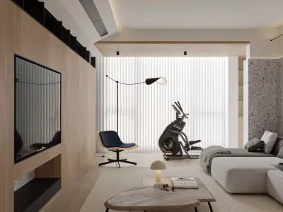 Log-style living room 3D model