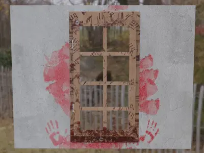 Eerie Realism Pack Blood-Stained Window Concrete Wall 3D Models Low-poly 3D model