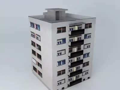 Residential Building Socialistic Style Low-poly 3D model