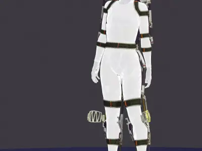 Exoskeleton on animated rigged mannequin 3D model