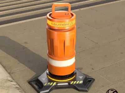CyberPunk Traffic Drum V1 Game optimized Low-poly 3D model