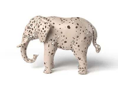 Elephant Voronoi Low-poly 3D model