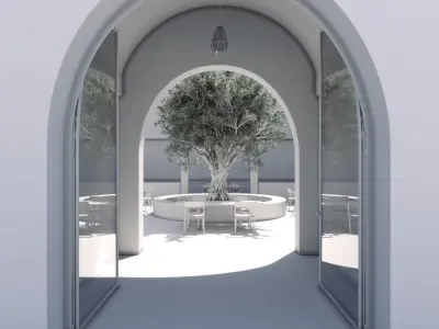 Exterior Scene Olive Tree Pateo 3D model